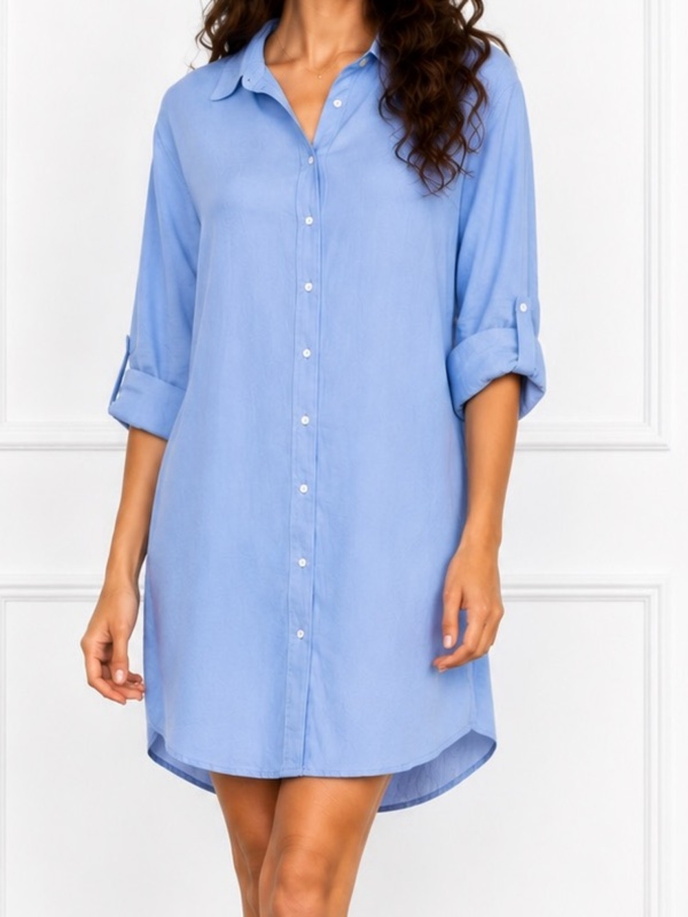 Onia Marie Blue Cover Up Preppy Lightweight Mini Dress, Size Large